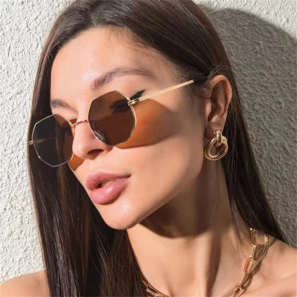 KLASSNUM Women Metal Sunglasses Vintage Men Octagon Luxury Brand Design Sun Glasses UV400 Protection Polygon Frame Eyepiece 2025