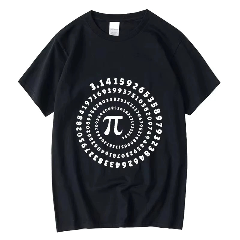 Men's High Quality 100_ Cotton Funny Pi Design Print Summer Loose O-neck Men Tshirt Short Sleeve T-shirt Male Tees Tops
