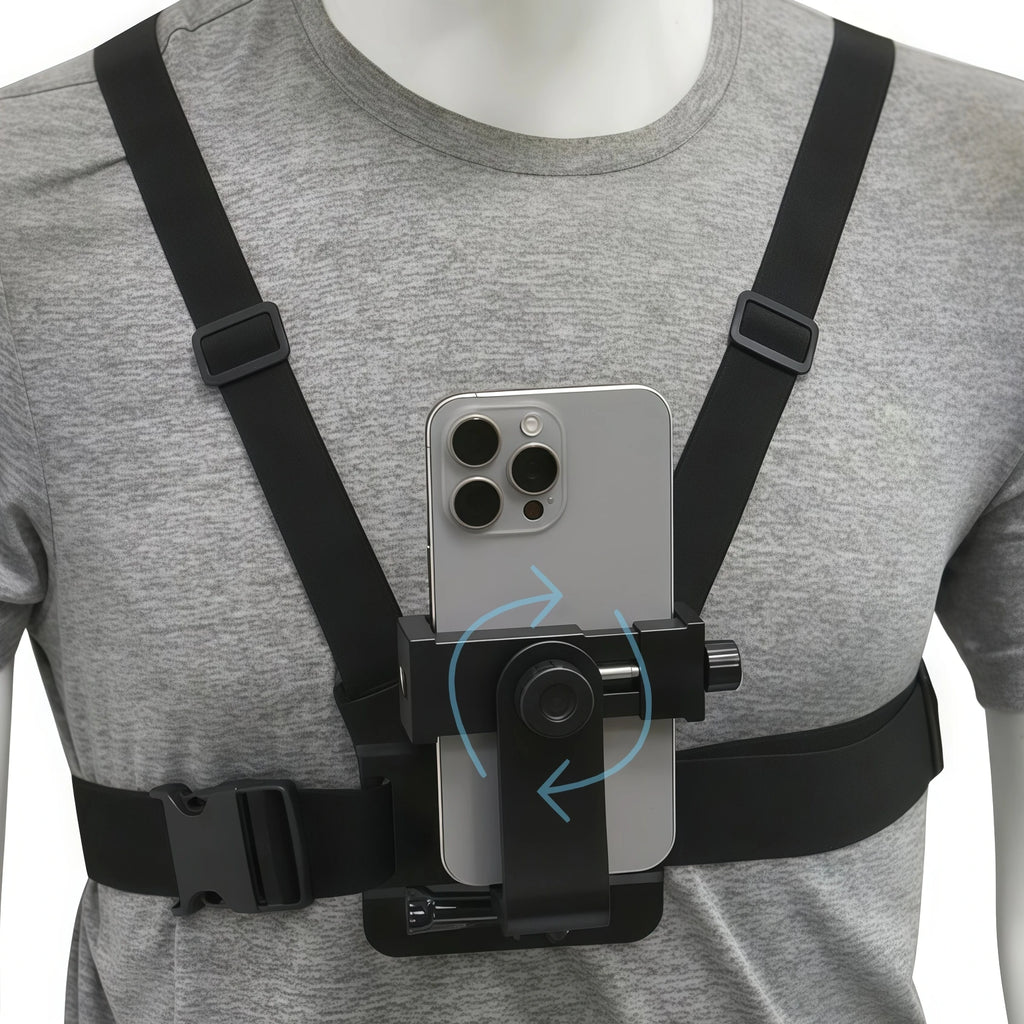 Adjustable 360 Rotation Phone Clip Holder With Chest Strap Bracket for Mobile Smartphone Action Camera Accessory