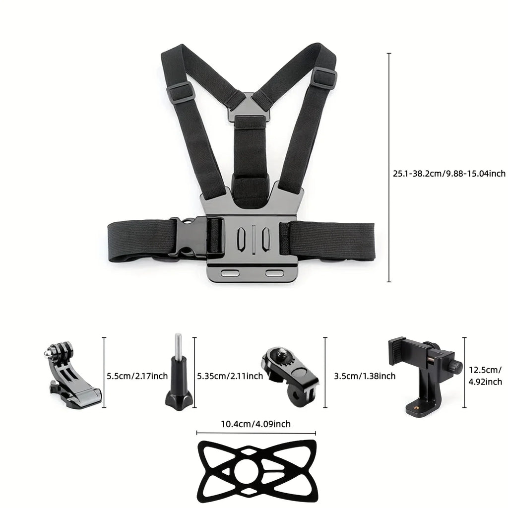 The chest strap phone stand is anti-shake and can be used for fixed-angle shooting on the chest. It is compatible with various m
