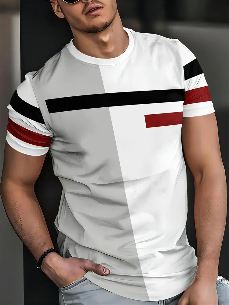 2025 New Men's Breathable Novelty T Shirt Casual Round Neck Moisture Transferring Polyester Short Sleeve Large Size Men's Tops