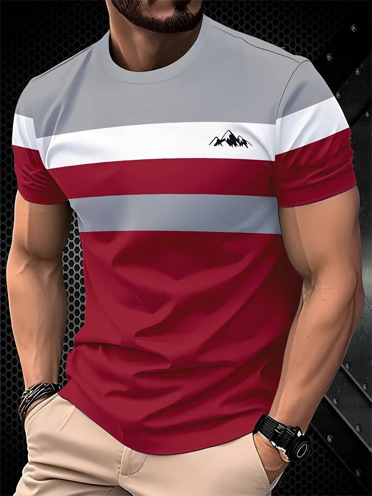 2025 New Men's Breathable Novelty T Shirt Casual Round Neck Moisture Transferring Polyester Short Sleeve Large Size Men's Tops