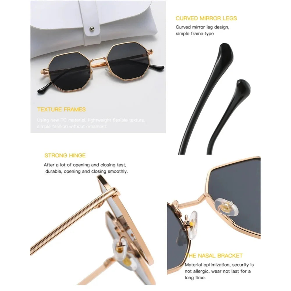 KLASSNUM Women Metal Sunglasses Vintage Men Octagon Luxury Brand Design Sun Glasses UV400 Protection Polygon Frame Eyepiece 2025