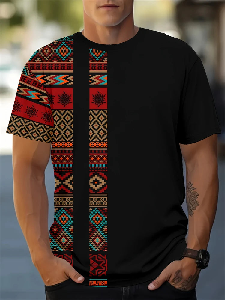 2025 New Men's Breathable Novelty T Shirt Casual Round Neck Moisture Transferring Polyester Short Sleeve Large Size Men's Tops
