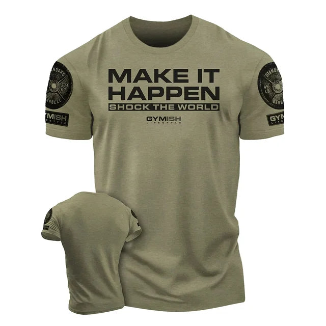 3D men's printed training T-shirt,fun gym short sleeved T-shirt,elastic breathable top