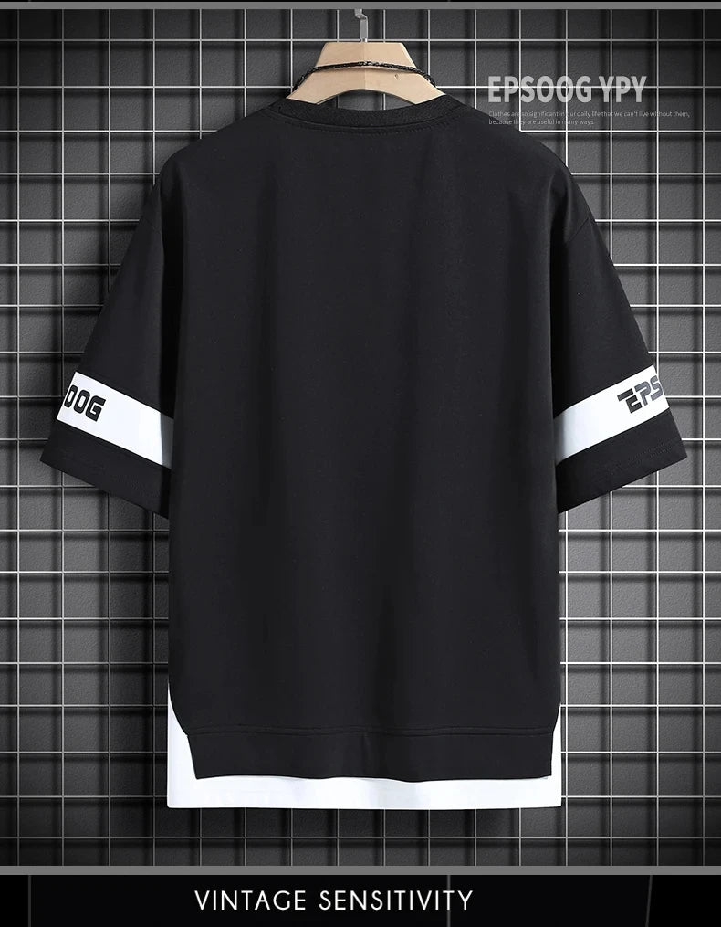 Hip Hop Loose Mens Streetwear T-shirts Casual Classic 2025 Summer Short Sleeves T Shirt Black White Tshirt Tees Oversize 5XL