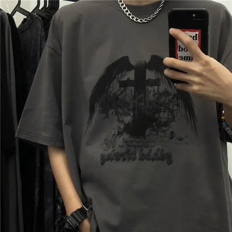 2026 Summer T Shirt for Men Fashion Polyester Harajuku Short Sleeve Y2k T-shirt Streetwear Oversized Vintage Printed Sports Tops