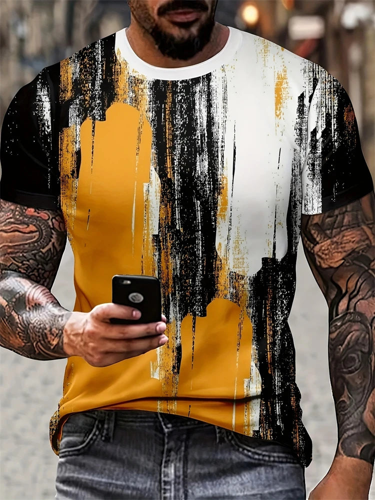 2025 New Men's Breathable Novelty T Shirt Casual Round Neck Moisture Transferring Polyester Short Sleeve Large Size Men's Tops