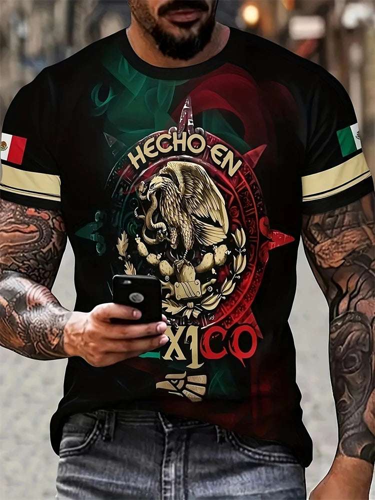 2025 New Men's Breathable Novelty T Shirt Casual Round Neck Moisture Transferring Polyester Short Sleeve Large Size Men's Tops