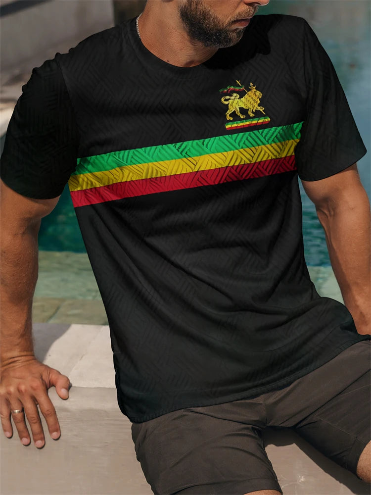 2025 New Men's Breathable Novelty T Shirt Casual Round Neck Moisture Transferring Polyester Short Sleeve Large Size Men's Tops