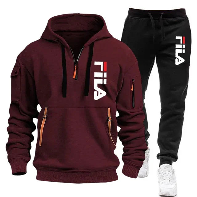 Autumn and winter hot selling men's hooded sweatshirt+casual pants two-piece outdoor multi pocket pullover and sports pants set
