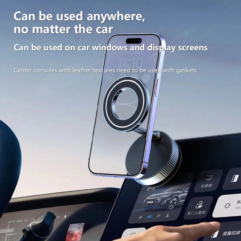 Vacuum Magnet Bracket Stand 360° Adjustment Design Strong Adsorption Magnetic Foldable Phone Holder Car Mount Suction Cup