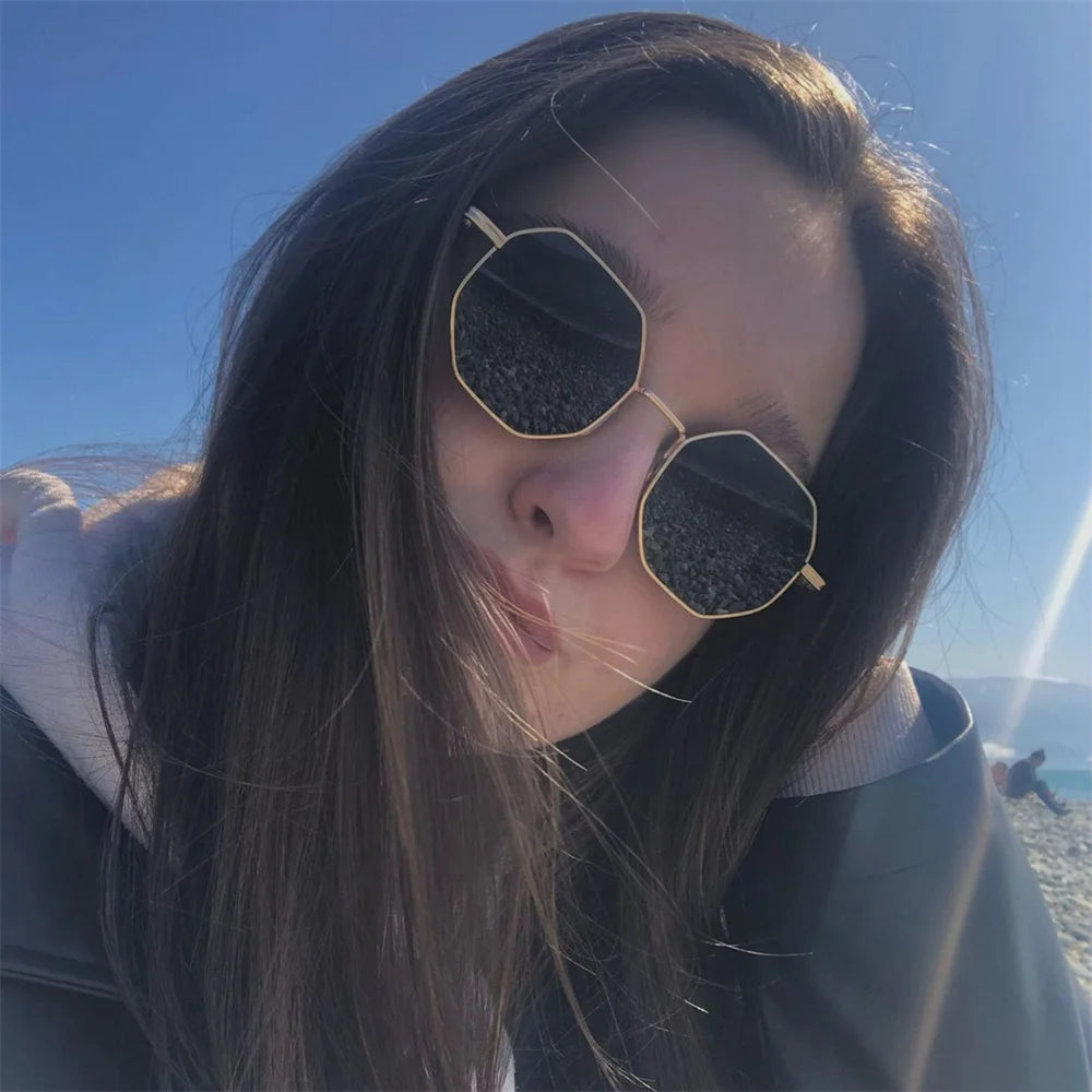 KLASSNUM Women Metal Sunglasses Vintage Men Octagon Luxury Brand Design Sun Glasses UV400 Protection Polygon Frame Eyepiece 2025