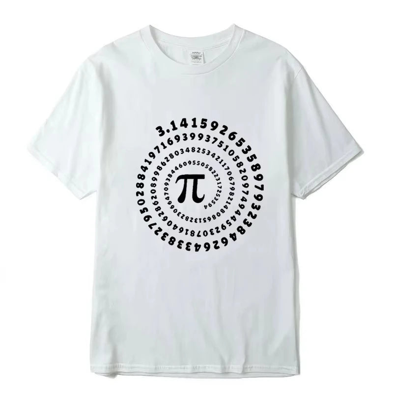 Men's High Quality 100_ Cotton Funny Pi Design Print Summer Loose O-neck Men Tshirt Short Sleeve T-shirt Male Tees Tops