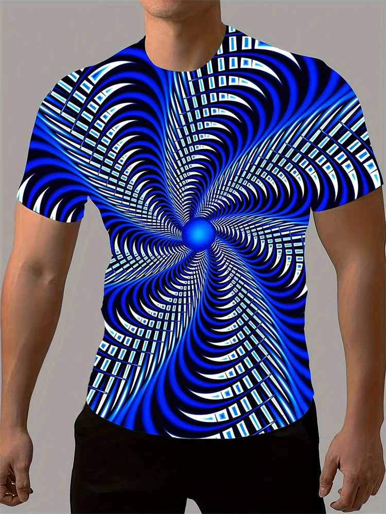 2025 New Men's Breathable Novelty T Shirt Casual Round Neck Moisture Transferring Polyester Short Sleeve Large Size Men's Tops