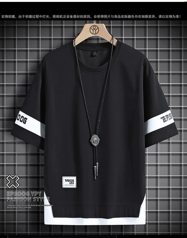 Hip Hop Loose Mens Streetwear T-shirts Casual Classic 2025 Summer Short Sleeves T Shirt Black White Tshirt Tees Oversize 5XL