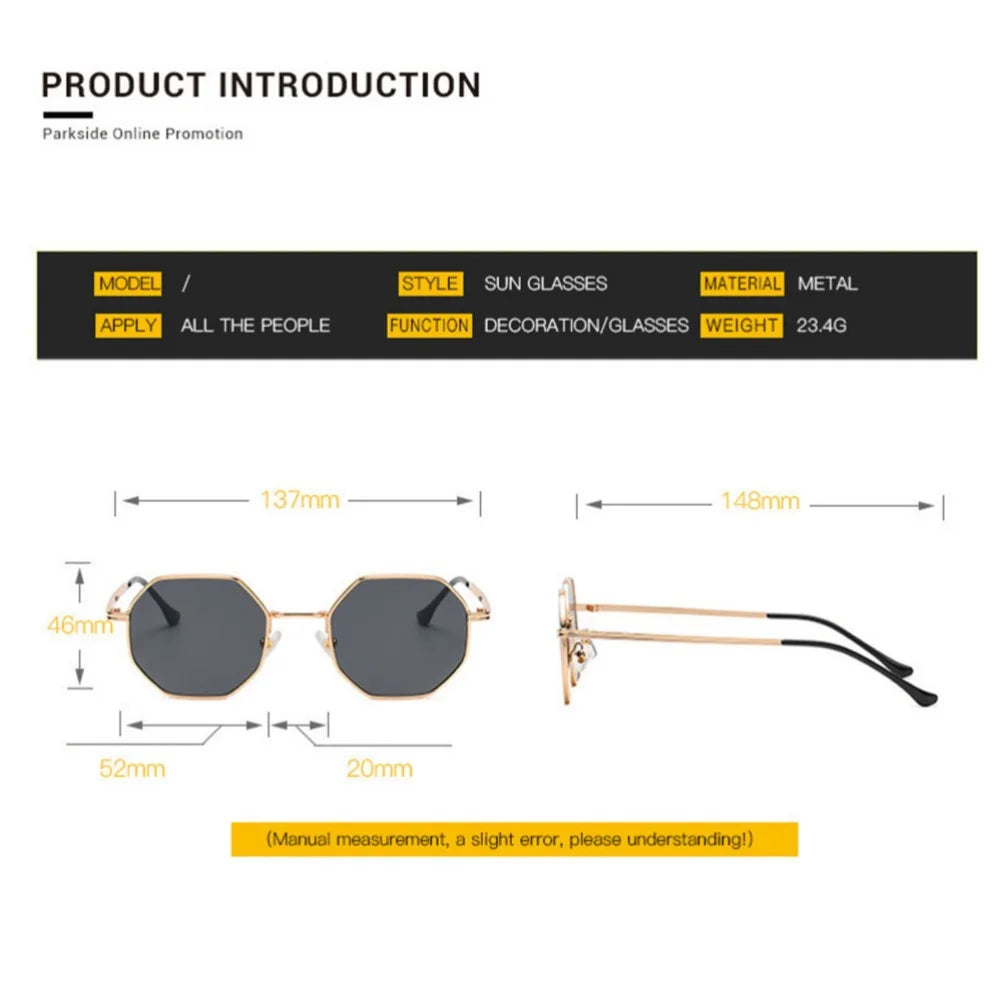 KLASSNUM Women Metal Sunglasses Vintage Men Octagon Luxury Brand Design Sun Glasses UV400 Protection Polygon Frame Eyepiece 2025