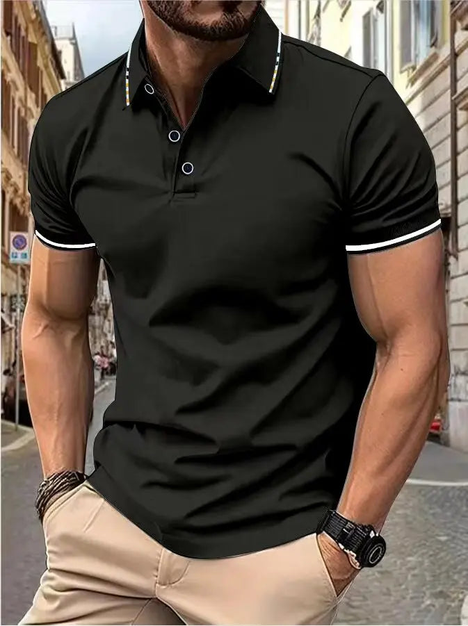 Men's summer casual fashion polo shirt short sleeve men's short sleeve color lapel top T-shirt short sleeve lapel fashion